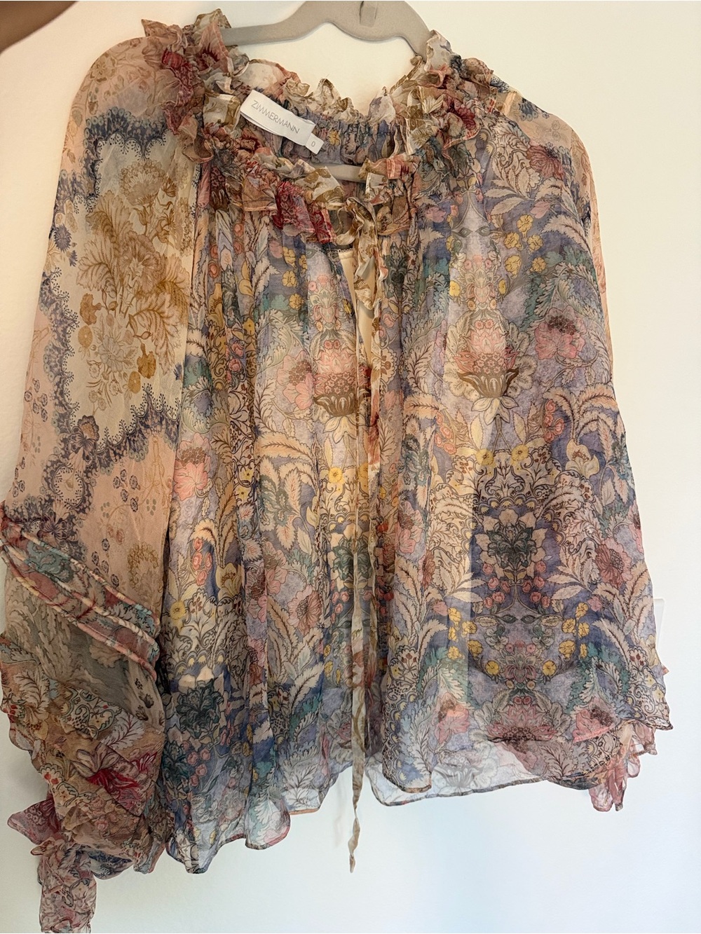 Floral Ruffle Chemise in Pastel Pink, Blue & Cream